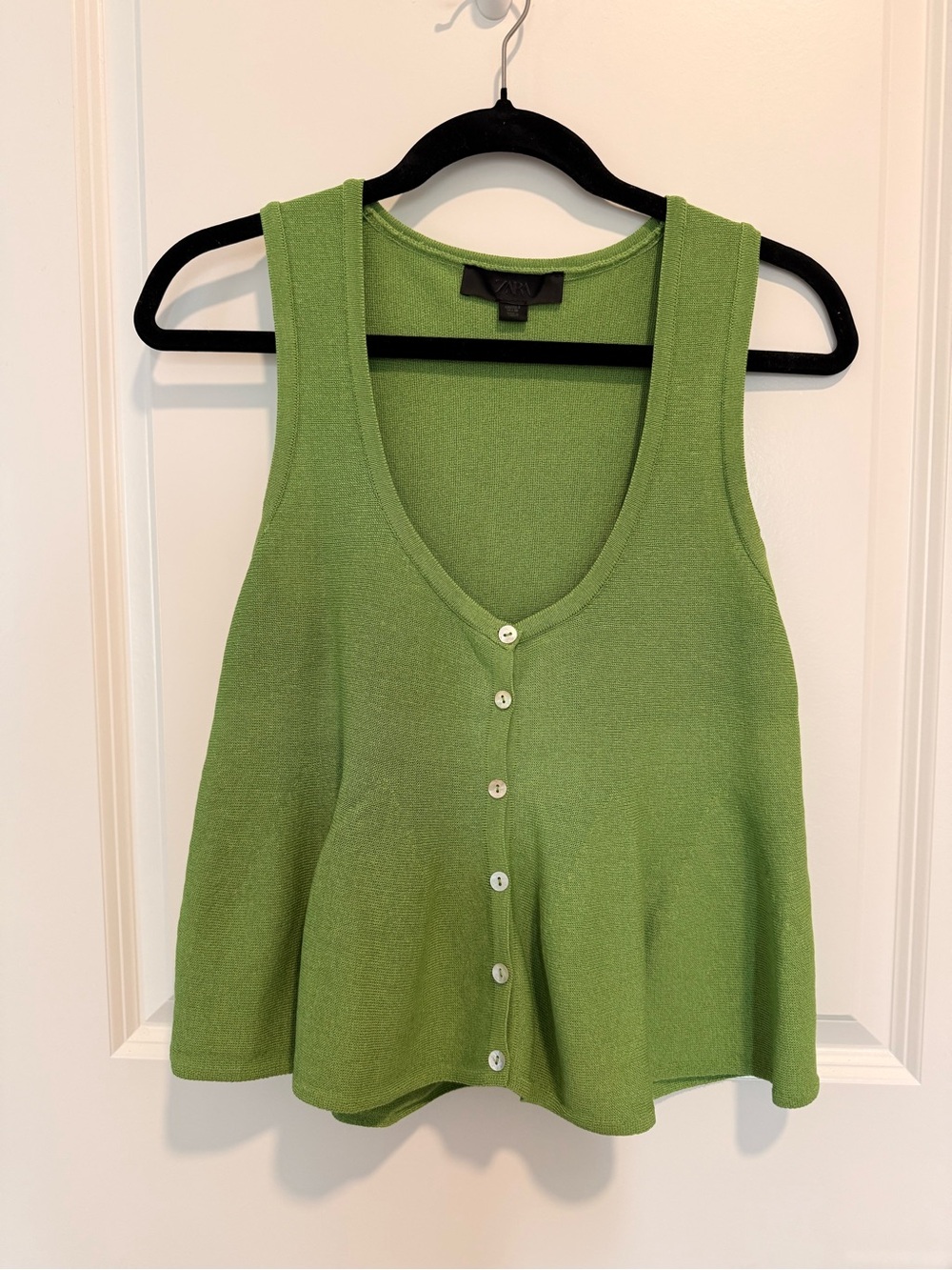 Zara Green Knit Button-Front Tank Top